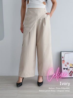 Cammomile SELINE pants 2304091 Celana Highwaist kancing samping2