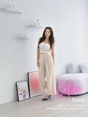 Cammomile SELINE pants 2304091 Celana Highwaist kancing samping2