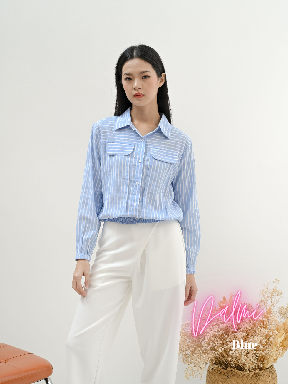 Cammomile DALMI 2306040 Kemeja salur wanita smock bawah