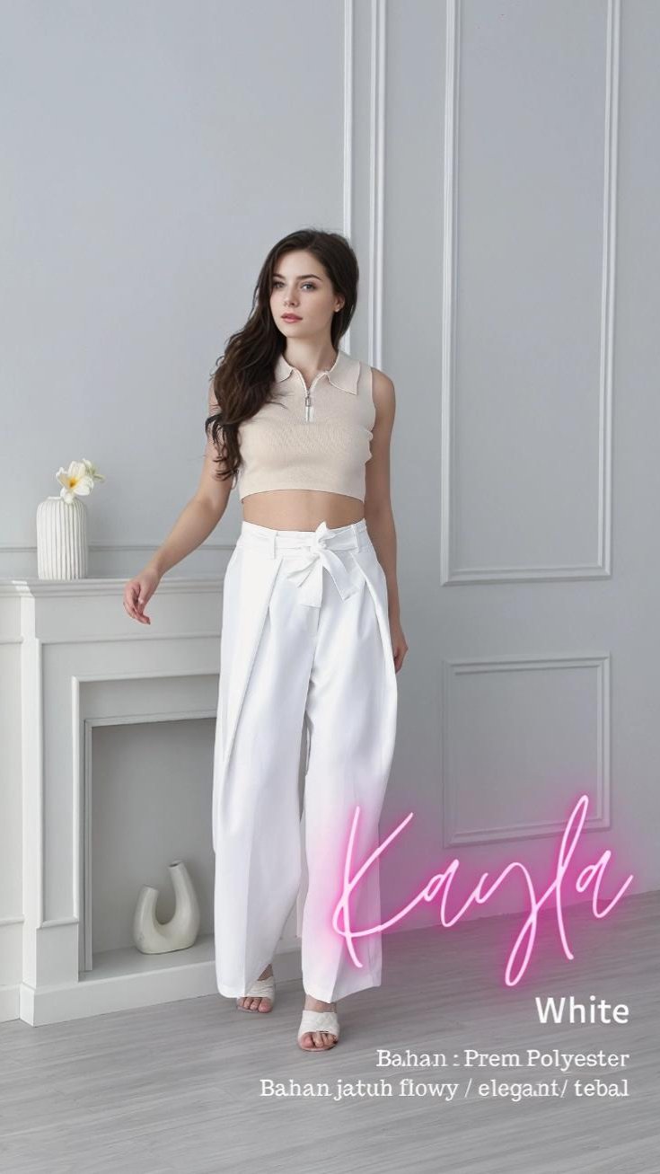 CAMMOMILE Kayla Pants 2305038 Celana wanita highwaist