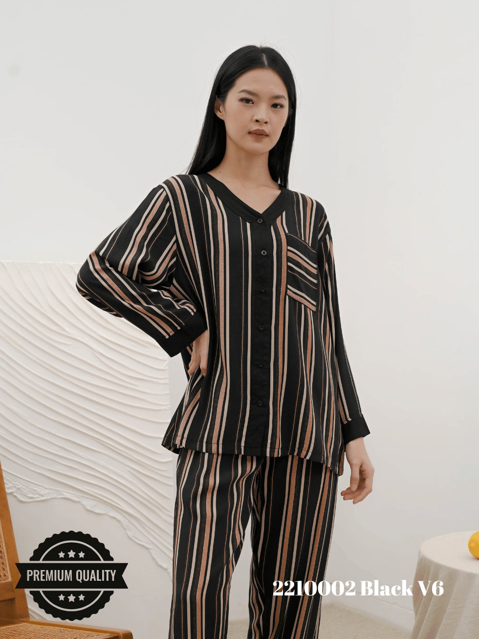 Cammomile 2210002 piyama list hitam