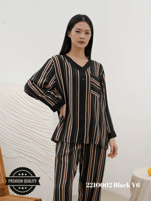 Cammomile 2210002 piyama list hitam