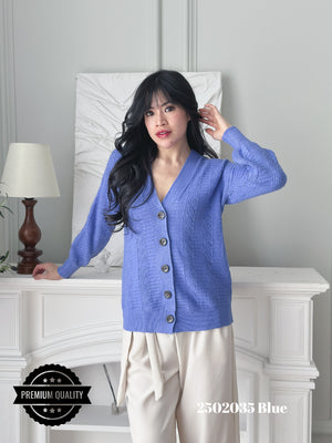 Cammomile 2502035 v26 Cardigan korea Style tebal kancing 5 rajutan knitwear lengan panjang