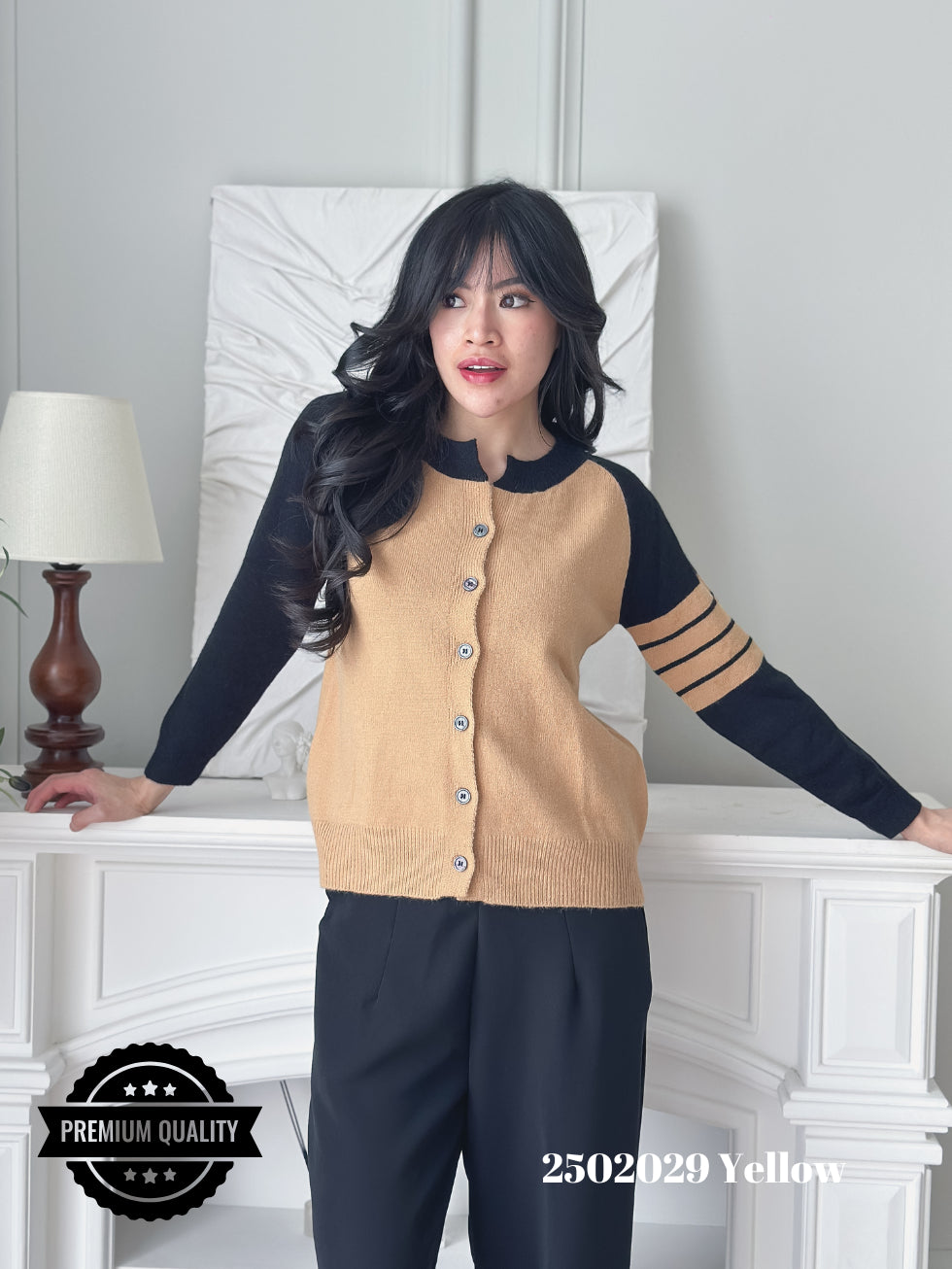 Cammomile 2502029 Rajut V26 Knit lengan panjang stripe