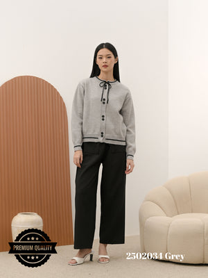 Cammomile 2502034 V20 Cardigan Korea Style Rajut leher pita