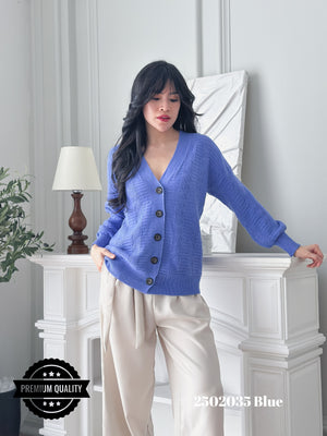 Cammomile 2502035 v26 Cardigan korea Style tebal kancing 5 rajutan knitwear lengan panjang