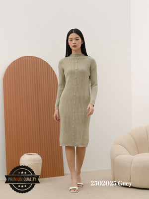 Cammomile 2502025 Dress panjang rajut lengan panjang