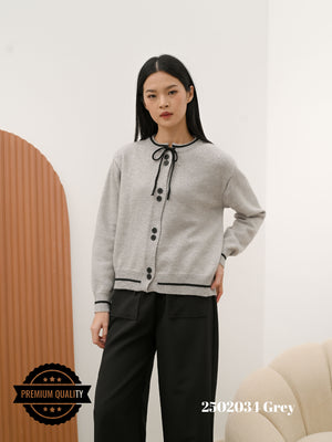 Cammomile 2502034 V20 Cardigan Korea Style Rajut leher pita