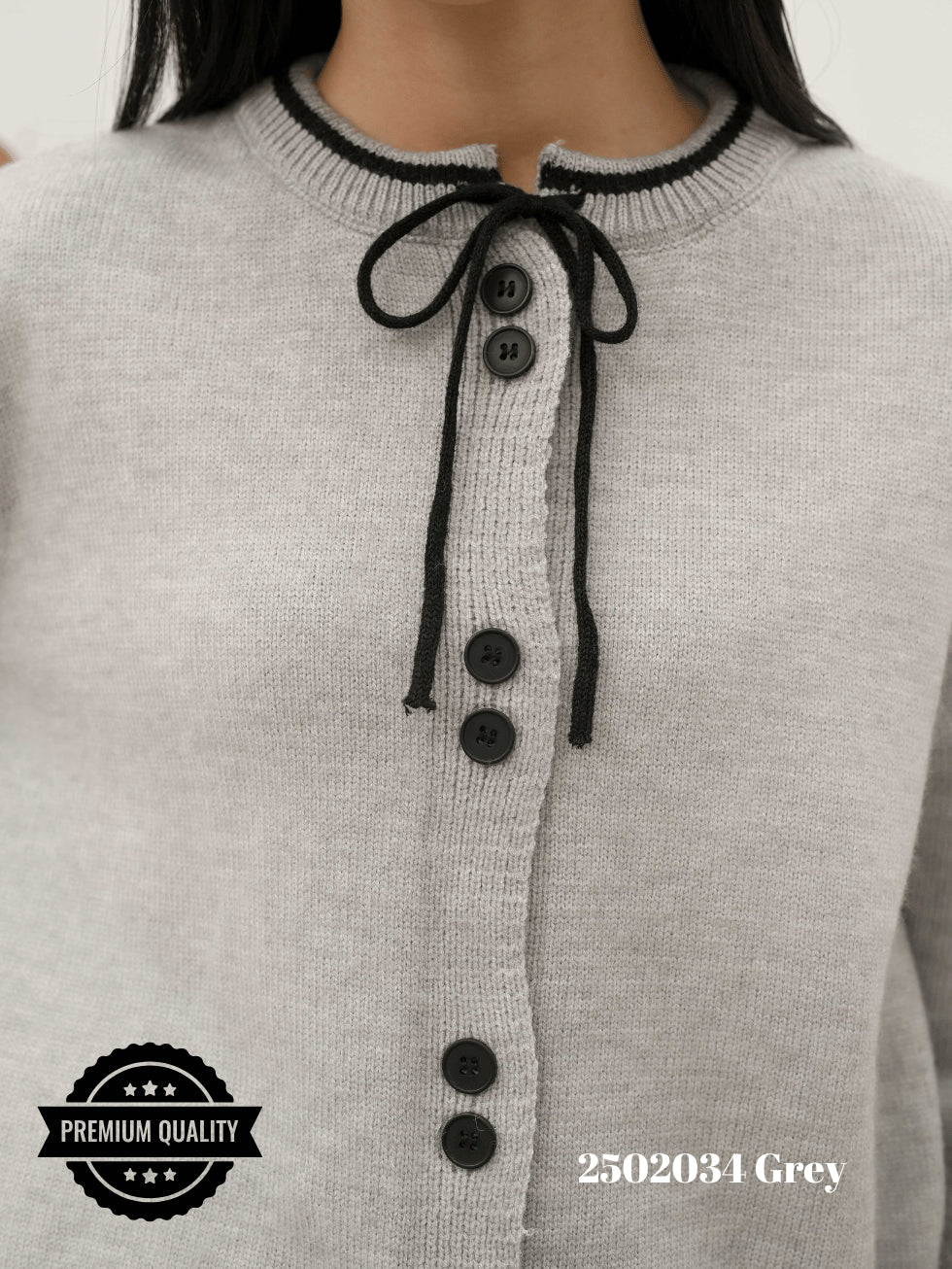 Cammomile 2502034 V20 Cardigan Korea Style Rajut leher pita
