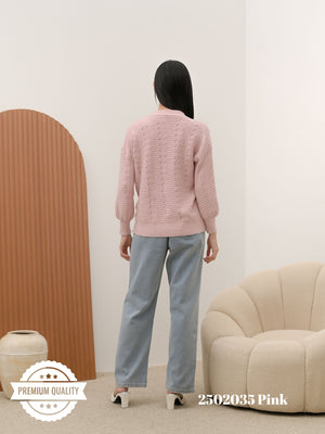 Cammomile 2502035 v26 Cardigan korea Style tebal kancing 5 rajutan knitwear lengan panjang