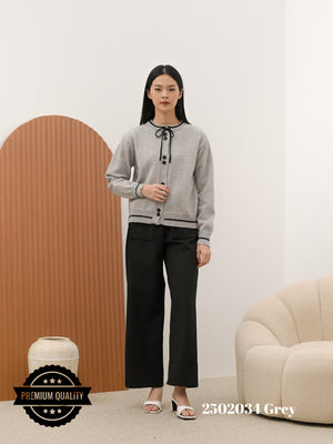 Cammomile 2502034 V20 Cardigan Korea Style Rajut leher pita