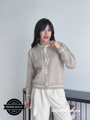Cammomile 2502034 V20 Cardigan Korea Style Rajut leher pita