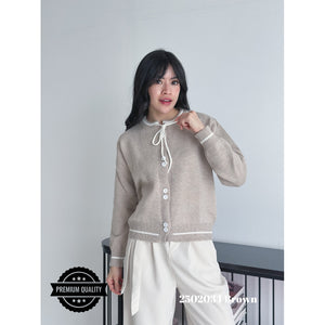 Cammomile 2502034 V20 Cardigan Korea Style Rajut leher pita