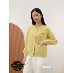 Cammomile 2502033 v26 Cardigan Korea Style rajut tebal kantong2 bawah lengan panjang