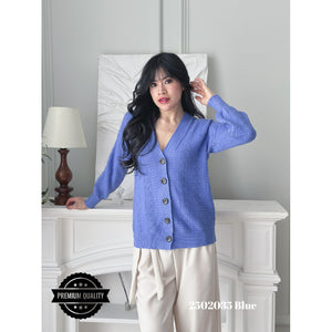 Cammomile 2502035 v26 Cardigan korea Style tebal kancing 5 rajutan knitwear lengan panjang